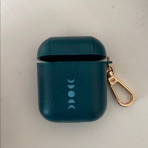 Anthropologie Moon Phase Teal Leather AirPod Case